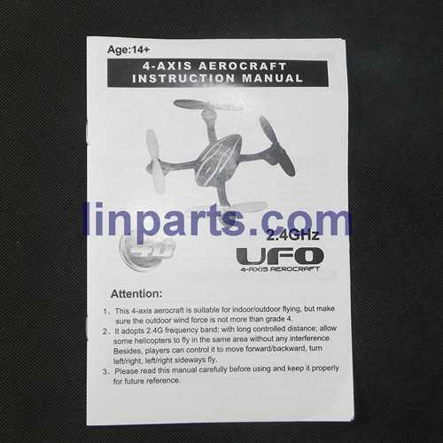 LinParts.com - JXD-385 JD 385 RC Quadcopter Flying Saucer Aircraft 3D 6 Axis Gyro 4CH 2.4GHz UFO Spare Parts: English manual book