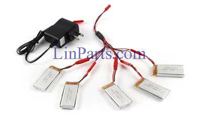 LinParts.com - JXD 510 510V 510W 510G RC Quadcopter Spare Parts: 5 pcs battery 3.7V 600mAh + Charger set