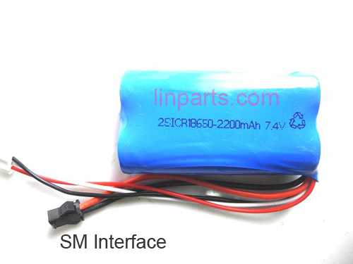 LinParts.com - New Battery 7.4V 2200mAh (Black SM plug)