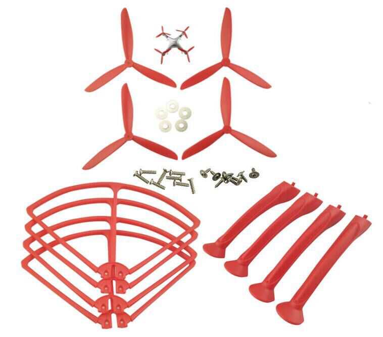 LinParts.com - SYMA X8C Quadcopter Spare Parts: 4PCS Blades set + 4PCS Support plastic bar + 4PCS Outer frame(Red)