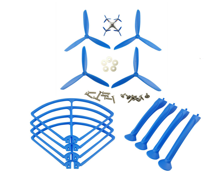 LinParts.com - SYMA X8C Quadcopter Spare Parts: 4PCS Blades set + 4PCS Support plastic bar + 4PCS Outer frame(blue)