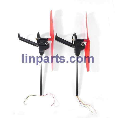 LinParts.com - WLtoys V666 5.8G FPV 6 Axis RC Quadcopter With HD Camera Monitor RTF Spare Parts: Side bar & motor set (Forward + Reverse)[Red]
