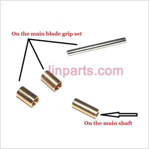 LinParts.com - WLtoys WL V913 Spare Parts: Copper sleeve on the main blade grip set and main shaft + Iron stick in the blade grip set