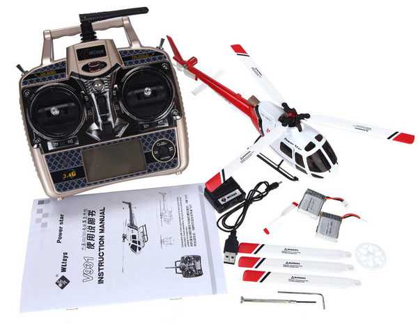 LinParts.com - WLtoys V931 2.4G 6CH Brushless 3 Props AS350 Scale Flybarless RC Helicopter RTF