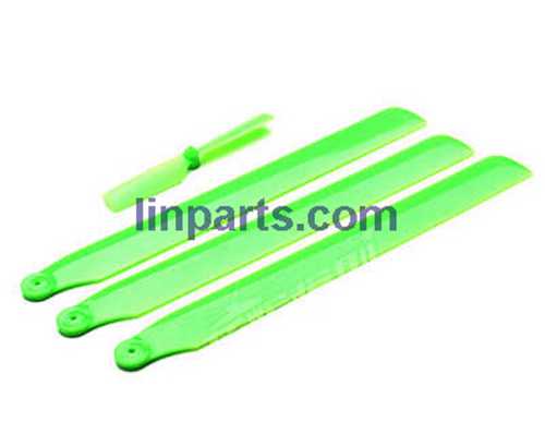 LinParts.com - WLtoys V931 2.4G 6CH Brushless Scale Lama Flybarless RC Helicopter Spare Parts: main blades propellers + Tail blade (Green)