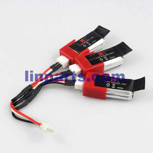 LinParts.com - XK K120 RC Helicopter Spare Parts: 3pcs Battery + Charging Cable