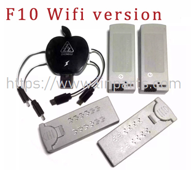 (image for) 4DRC F10 4D-F10 Wifi/GPS RC Drone Spare Parts: WiFi version battery 4PCS+1 with 4 charging cables