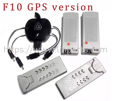 (image for) 4DRC F10 4D-F10 Wifi/GPS RC Drone Spare Parts: GPS version battery 4PCS+1 with 4 charging cables