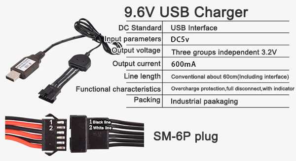 9.6V USB Charger [SM-6P plug]