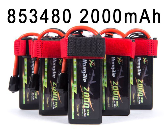 LinParts.com - 853480 7.4V/11.1V/14.8V/18.5V/22.2V 2000mAh High magnification polymer lithium battery 2S/3S/4S/5S/6S