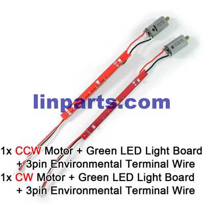 LinParts.com - Cheerson CX-35 RC Quadcopter Spare Parts: 2pcs Motor + 2pcs Green LED Light Board + 2pcs 3pin Environmental Terminal Wire