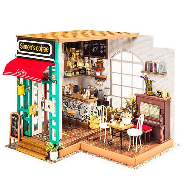 LinParts.com - Miniature Model Coffee Shop [Simon’s Coffee House] Rolife Doll house Wooden Room Kit - Click Image to Close