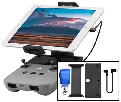 LinParts.com - DJI Mini 2 Drone spare parts: Aluminum alloy tablet bracket (send strap) + Type-c cable/Android cable/Apple cable 
