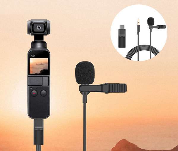LinParts.com - DJI Osmo Pocket 1/2 spare parts: Lavalier recording microphone+Audio adapter - Click Image to Close
