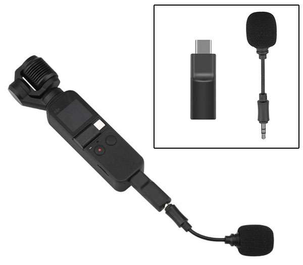 LinParts.com - DJI Osmo Pocket 1/2 spare parts: Short microphone + audio adapter - Click Image to Close