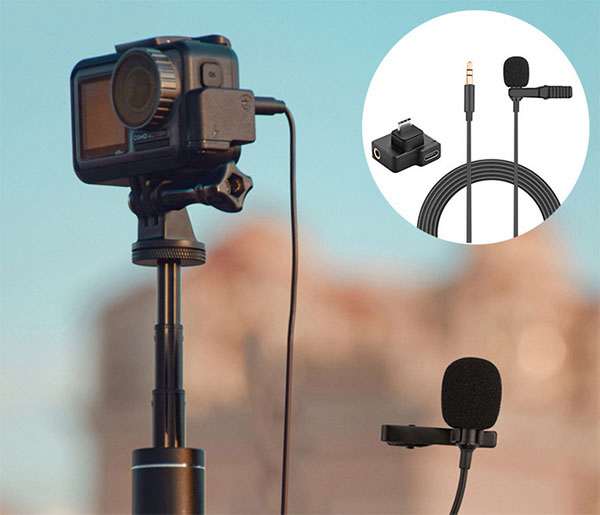 Gopro HERO7 Camera spare parts: Lavalier recording microphone+Audio adapter