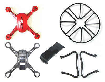 LinParts.com - Holy Stone F181 F181C F181W RC Quadcopter Spare Parts: Upper cover (Red)+Lower cover+Battery cover+Protection frame (Black)+Undercarriage - Click Image to Close