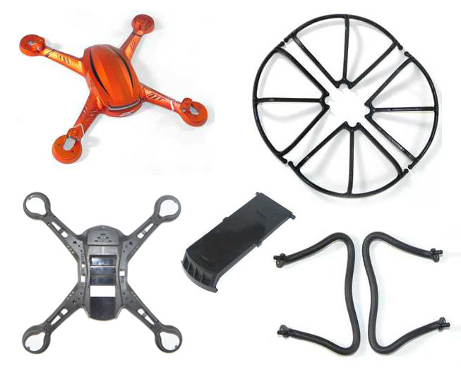 LinParts.com - Holy Stone F181 F181C F181W RC Quadcopter Spare Parts: Upper cover (orange)+Lower cover+Battery cover+Protection frame (Black)+Undercarriage - Click Image to Close