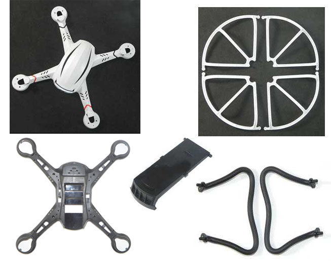 LinParts.com - Holy Stone F181 F181C F181W RC Quadcopter Spare Parts: Upper cover (white)+Lower cover+Battery cover+Protection frame (white)+Undercarriage - Click Image to Close