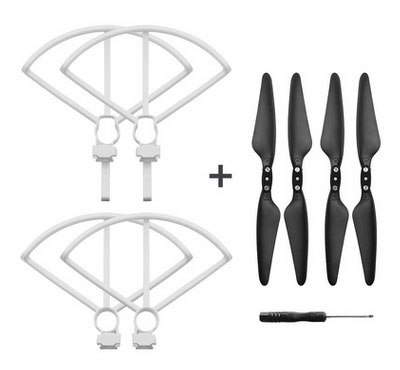 Hubsan Zino Pro RC Drone Spare Parts: With raised tripod Protective frame White + Foldable Propeller Props Blades Set Black