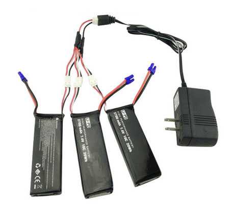 Hubsan X4 FPV Brushless H501S RC Quadcopter Spare Parts: 3pcs Battery 7.4V 2700mAh + 1 To 3 Charging Cable + Charger