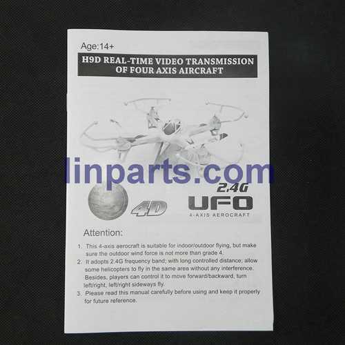 LinParts.com - JJRC H9D H9W 2.4G FPV Digital Transmission Quadcopter with 0.3MP Camera Spare Parts: English manual book
