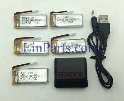 LinParts.com - JXD 523 523W RC Quadcopter Spare Parts: USB Charger + USB Charger box + 5pcs Battery - Click Image to Close