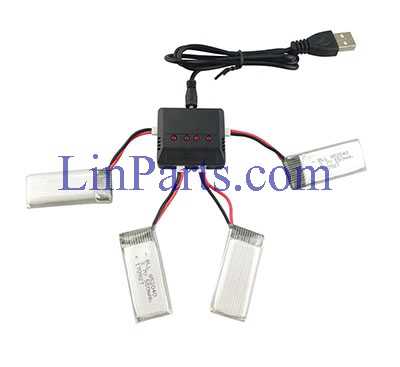 LinParts.com - JXD 523 523W RC Quadcopter Spare Parts: USB Charger + USB Charger box + 4pcs Battery - Click Image to Close