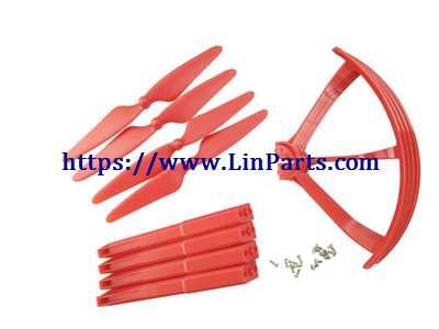 LinParts.com - MJX BUGS 3 H Brushless Drone Spare Parts: Outside Frame + Blades Game + Plastic Support Bar[Red]