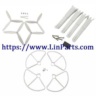 LinParts.com - JJRC X8 Brushless Drone Spare Parts: Upgrade Blades set + Outer frame + Landing gear [White]