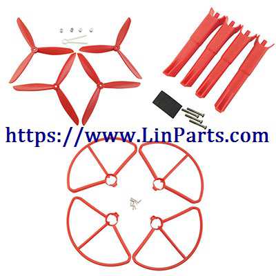 LinParts.com - JJRC X8 Brushless Drone Spare Parts: Upgrade Blades set + Outer frame + Landing gear [Red]