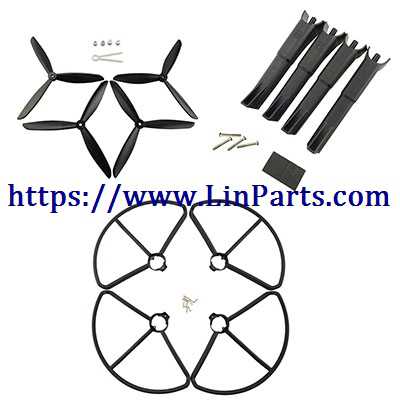 LinParts.com - MJX BUGS 2 SE Brushless Drone Spare Parts: Upgrade Blades set + Outer frame + Landing gear [Black]