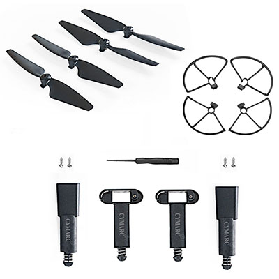 SJRC F22 F22S 4K PRO RC Drone Spare Parts: Main blades + Spring increase Undercarriage Black + Protection frame Black