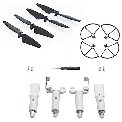 SJRC F22 F22S 4K PRO RC Drone Spare Parts: Main blades + Spring increase Undercarriage White + Protection frame Black