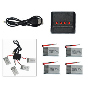 Syma X15A RC Quadcopter Spare Parts: 4pcs 3.7V 250mAh Battery + Battery Charger Kit /1 charging 4