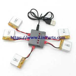 Syma X26 RC Quadcopter Spare Parts: 5 PCS 3.7V 380mAh Battery + 5 in 1 Charger Set