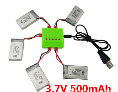 SYMA X5HW RC Quadcopter Spare Parts: 3.7V 500mah lithium battery 5pcs + charger package