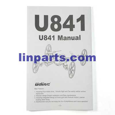 UDI RC Quadcopter U841 U841-1 HD Spare Parts: English manual instruction book