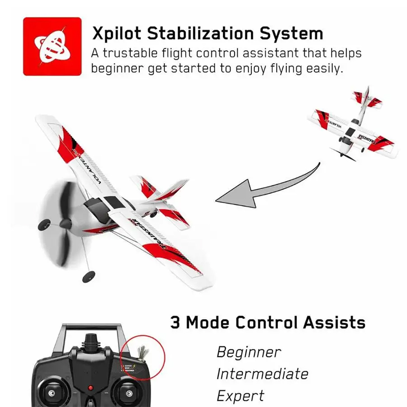 VolantexRC 761-1 RC Airplane 2.4GHz 4Channel Gyro Trainstar RC Plane Glider EPP Foam Trainer Warbird Fixed Wing RTF One-Key U Turn