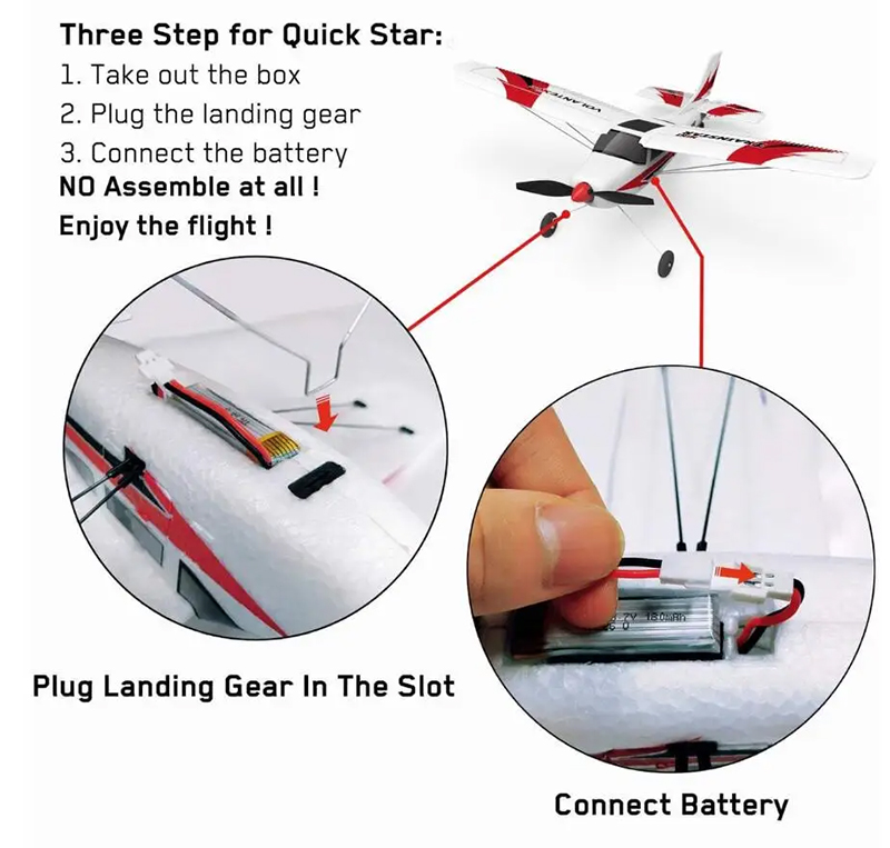 VolantexRC 761-1 RC Airplane 2.4GHz 4Channel Gyro Trainstar RC Plane Glider EPP Foam Trainer Warbird Fixed Wing RTF One-Key U Turn