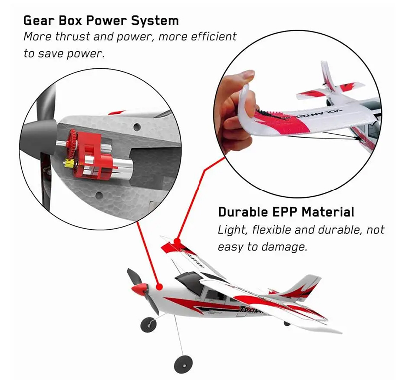 VolantexRC 761-1 RC Airplane 2.4GHz 4Channel Gyro Trainstar RC Plane Glider EPP Foam Trainer Warbird Fixed Wing RTF One-Key U Turn