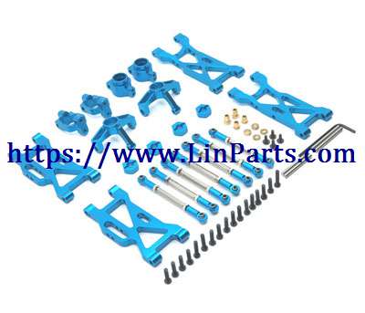 WLtoys 104001 RC Car spare parts: Metal upgrade parts swing arm + steering cup + tie rod + C seat + rear cup Blue