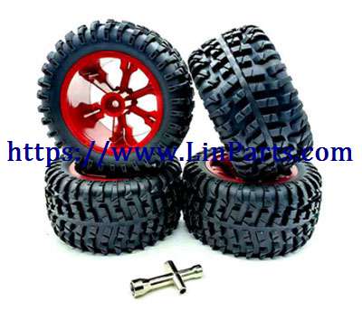 LinParts.com - WLtoys 104001 RC Car spare parts: Upgrade tire set 12mm + Combiner Red
