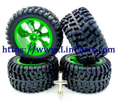 LinParts.com - WLtoys 104001 RC Car spare parts: Upgrade tire set 12mm + Combiner Green