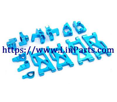 LinParts.com - WLtoys 124018 RC Car spare parts: Upgrade 6-piece set C seat + steering cup + rear wheel seat + front and rear swing arm + steering group blue