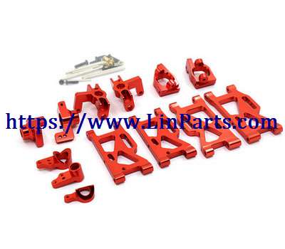 LinParts.com - WLtoys 124018 RC Car spare parts: Upgrade 6-piece set C seat + steering cup + rear wheel seat + front and rear swing arm + steering group red