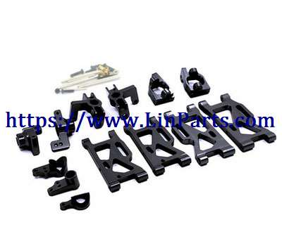 LinParts.com - WLtoys 124018 RC Car spare parts: Upgrade 6-piece set C seat + steering cup + rear wheel seat + front and rear swing arm + steering group black