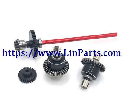LinParts.com - WLtoys 124018 RC Car spare parts: Metal upgrade parts differential + transmission assembly red