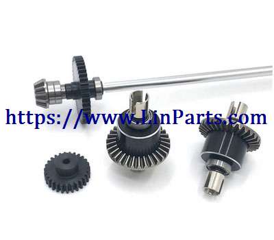 LinParts.com - WLtoys 124018 RC Car spare parts: Metal upgrade parts differential + transmission assembly silver