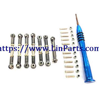 LinParts.com - WLtoys 124019 RC Car spare parts: Metal PO accessories adjustable pull rod Full set of 6 rods Silver